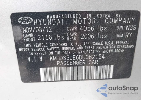 2013 Hyundai Elantra Gt from USA, damaged, VIN KMHD35LE6DU062154